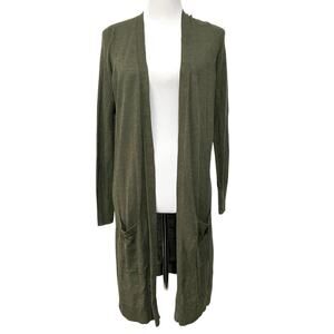 Halogen Linen Blend Cardigan Size S Open Front Longline Lightweight Knit